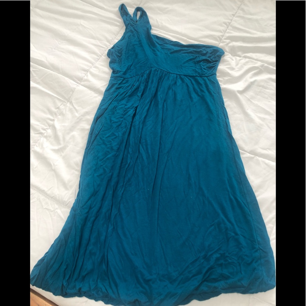 Women’s L silence noise teal one shoulder dress